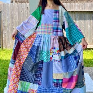 Handmade Quilted Patchwork Dress SKU 08097 Plaid